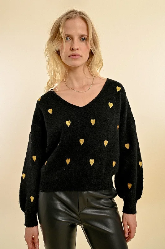 Hooded Cashmere SweatersMolly Bracken Black Heart Sweater