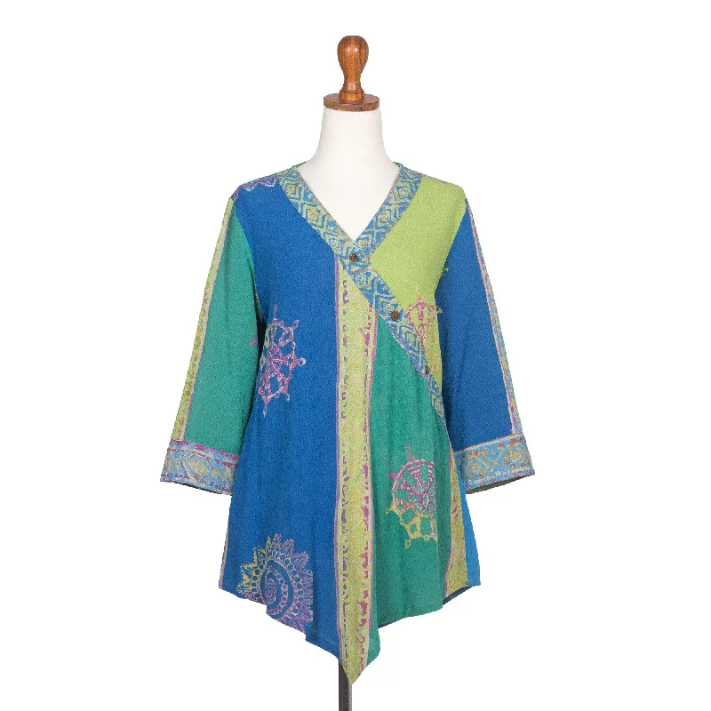 Novica Handmade Color Symphony In Green Rayon Tunic