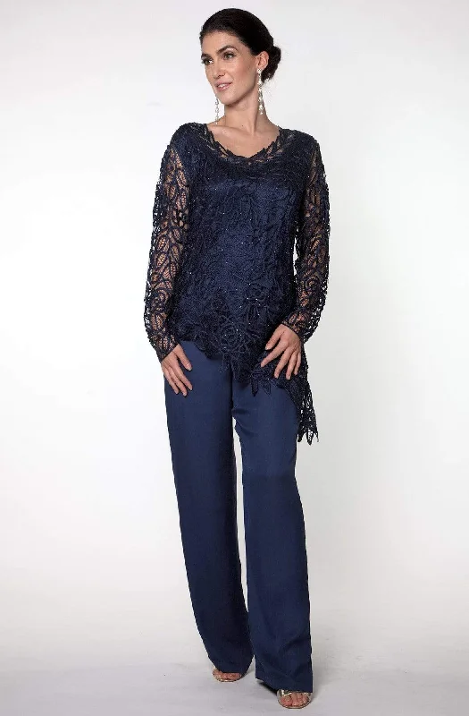 Soulmates - C805803SC Lace Silk Tunic 2 Piece Pant Set