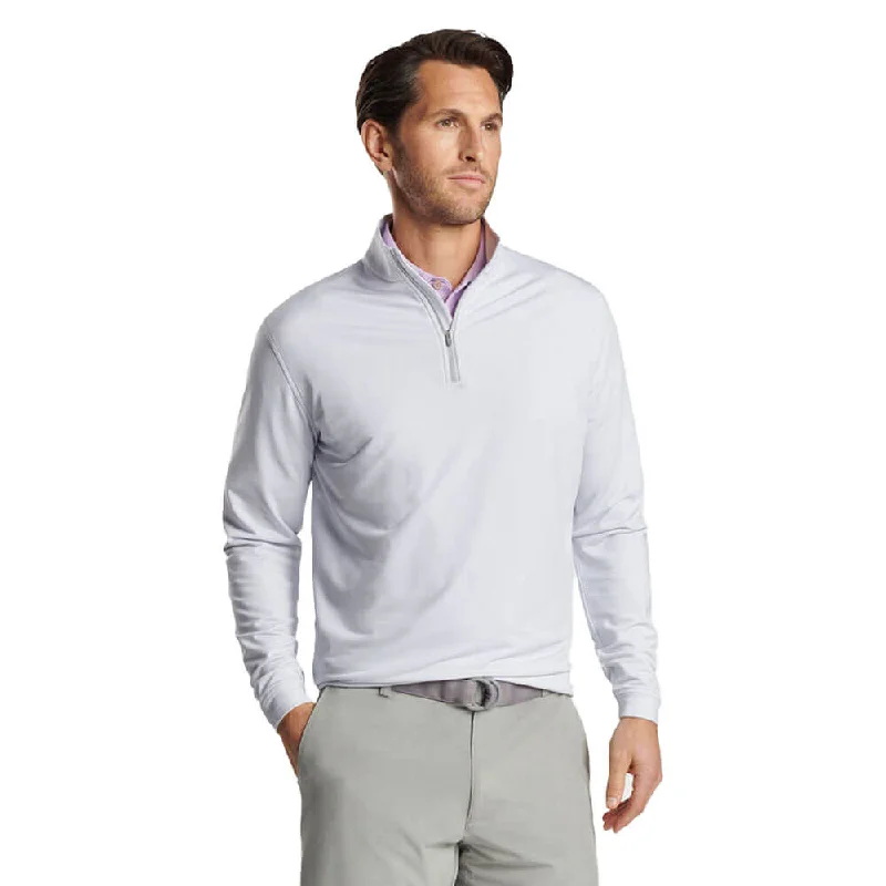 Peter Millar Perth Sugar Stripe Performance 1/4 Zip Pullover Sweater - British Grey