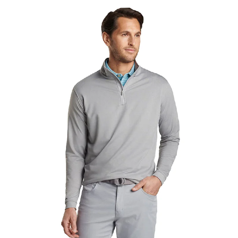 Crewneck SweatersPeter Millar Perth Mélange Performance 1/4 Zip Sweater - Gale Grey*