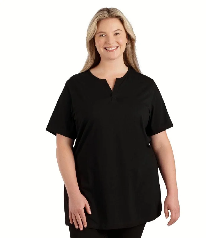 Stretch Naturals Lite Short Sleeve Split Collar Tunic Basic Colors