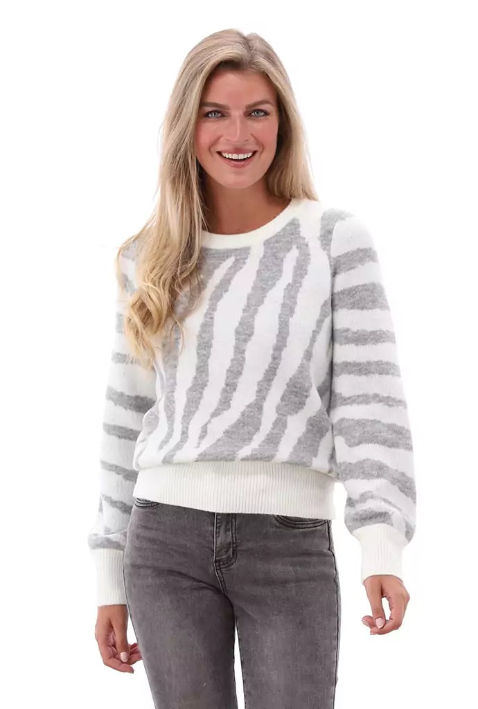 Patterned Cashmere SweatersK Design Z843 Crew Neck Zebra Sweater