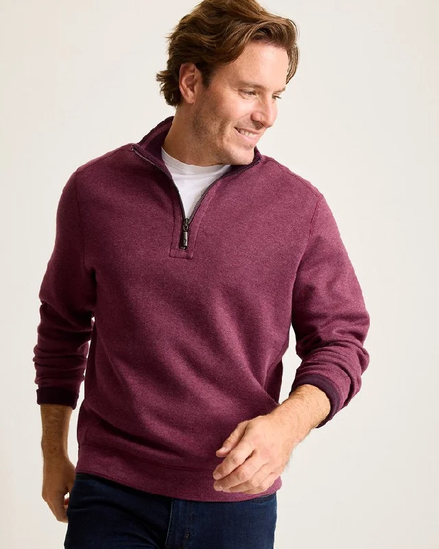 Flannel Knitted Crewneck SweatersTommy Bahama New Flip Coast Half Zip Sweater - Rum Berry Heather