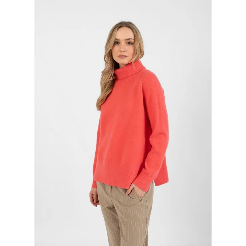 Turtle-Neck Wool SweatersCoster Hot Coral Polo Neck Sweater