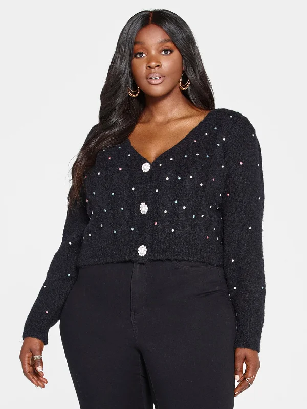 Vintage SweatersLucy Rhinestone Cropped Cardigan