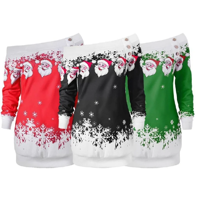 Fashionable Luxurious Chunky SweatersOff The Shoulder Santa Sweater