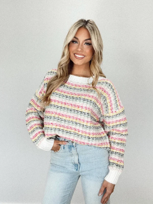 Thick Turtle-Neck Wool SweatersRainbow Knit Sweater