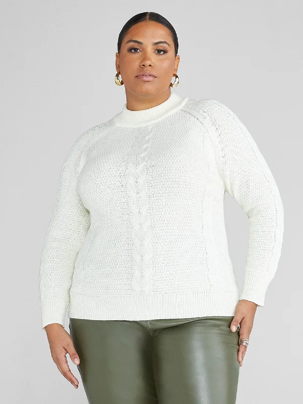 Turtle-Neck SweatersEvelyn Mockneck Cable Knit Sweater