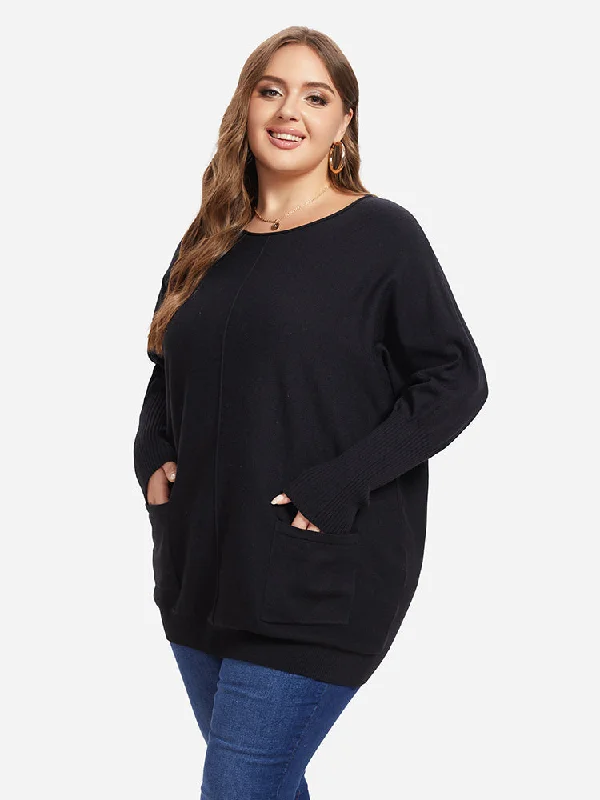 Affordable Women's SweatersBatwing Sleeve Dual Pocket Sweater