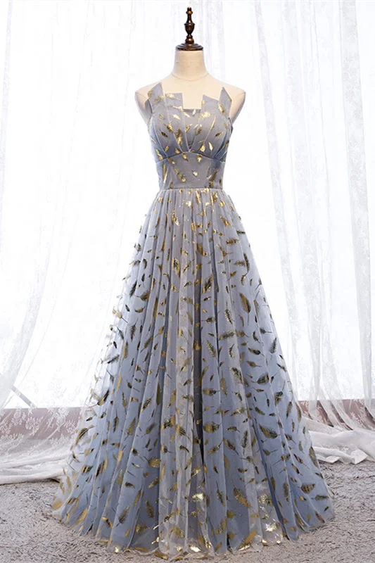 prom dresses for apple shapesStrapless A-Line Dusty Blue Prom Dress