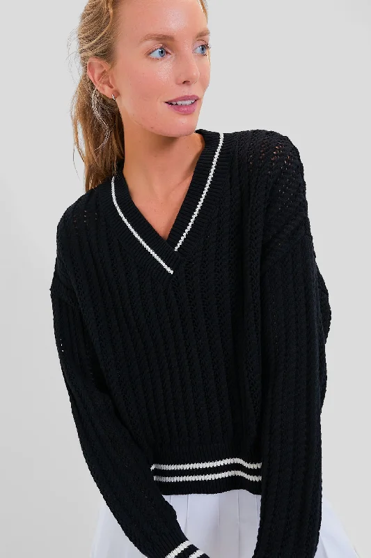 Cozy Custom Embellished SweatersBlack Cropped Irene Sweater