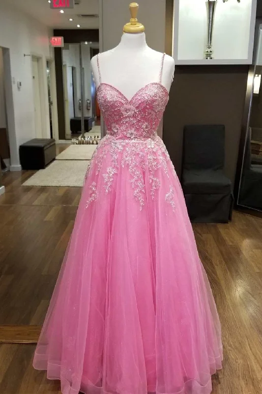 prom dress cleaningHot Pink Floral Lace Sweetheart A-Line Prom Dress