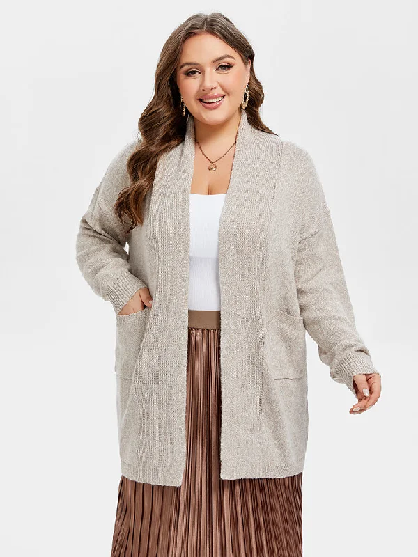 Fitted Oversized Cardigan SweatersShawl Collar Dual Pocket Cardigan