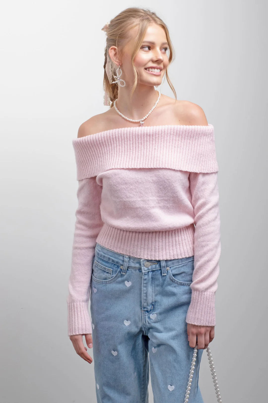 Off The Shoulder Knit Pullover