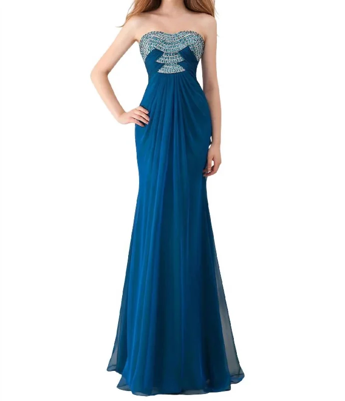 budget-friendly prom dressesChiffon Skirt Prom Dress In Midnight Blue