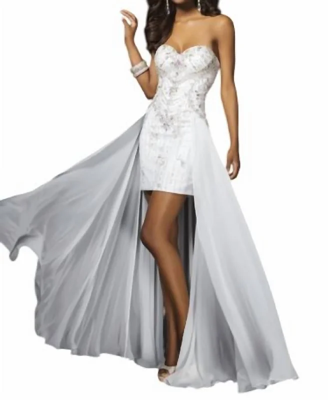 dark prom dressesSweetheart Flared Skirt Prom Dress In White