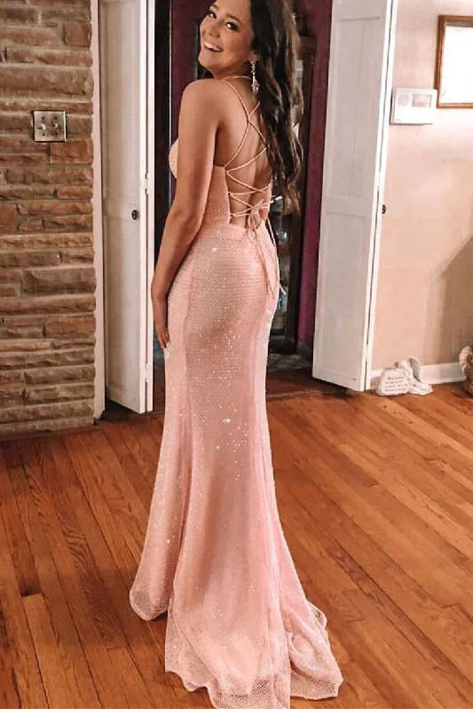 prom dress shopping tipsElegant Mermaid Pink Long Prom Dress