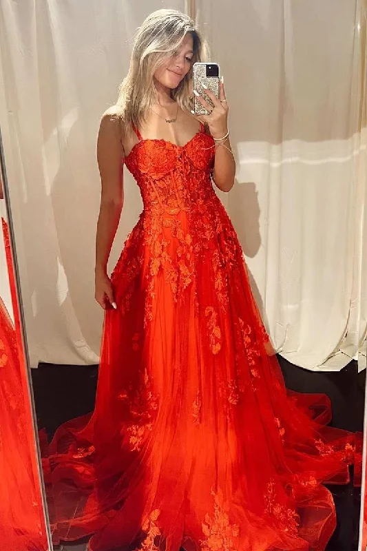 animal print prom dressesRed Appliques Sweetheart A-Line Prom Gown