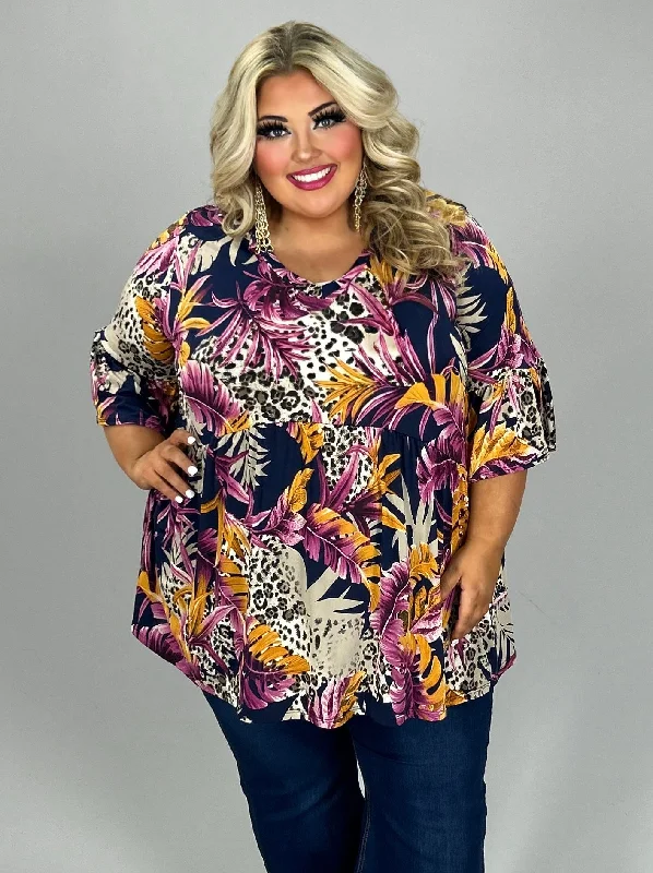 74 PSS {Gate To My Heart} Purple Leaf Animal Print Tunic EXTENDED PLUS SIZE 3X 4X 5X