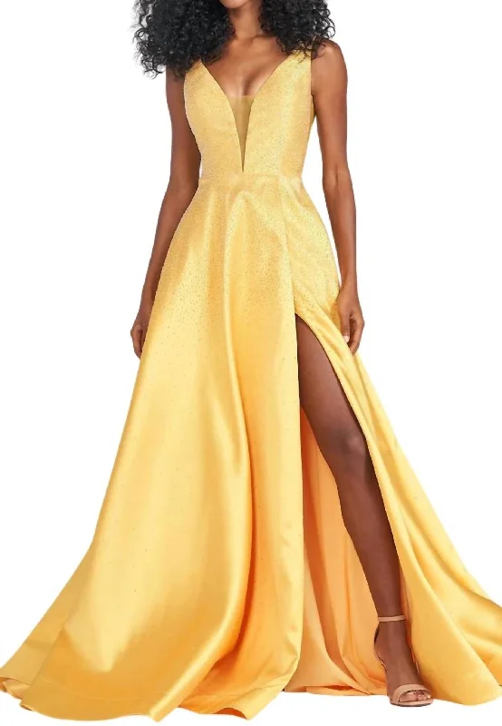 prom dress cleaningMikado Stone Embellishments Prom Dress In Sunflower