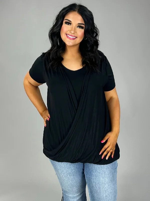 51 SSS-A {Midnight Sweep} Black Tunic w Overlap Plus Size XL 2X 3X