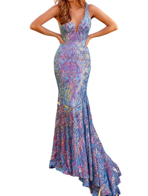 off-shoulder prom dressesIridescent Prom Dress In Iridescent/blue