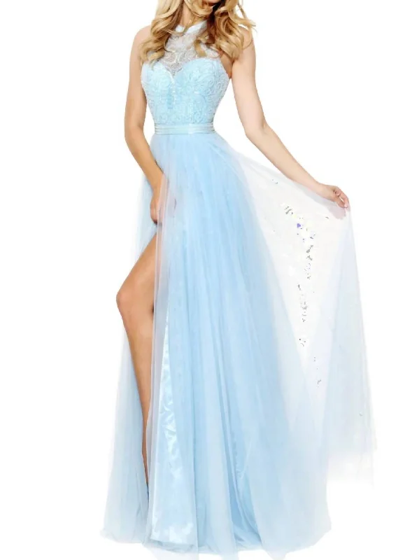 beaded prom dressesBeaded Bodice Prom Dress In Light Blue