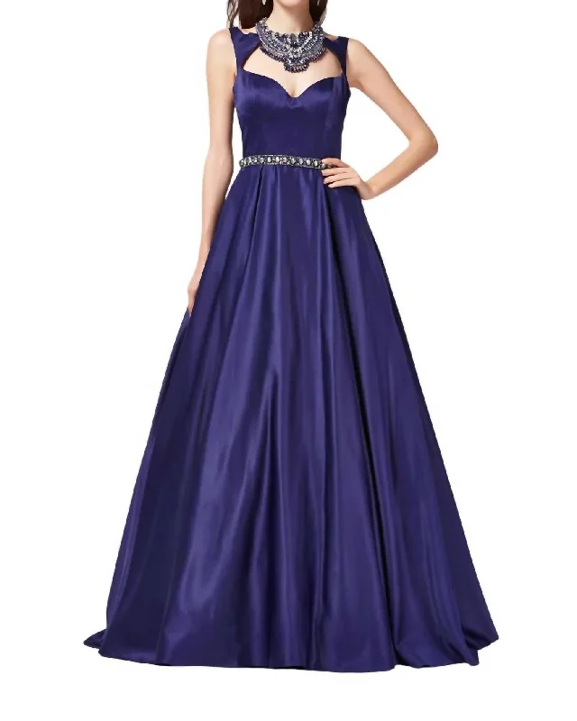 prom dress fitting adviceRhinestone Prom Dress In Midnight Blue