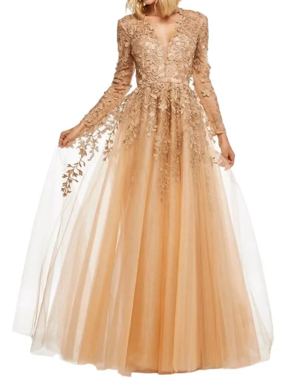 sequined prom dressesA-Line Prom Dress In Gold