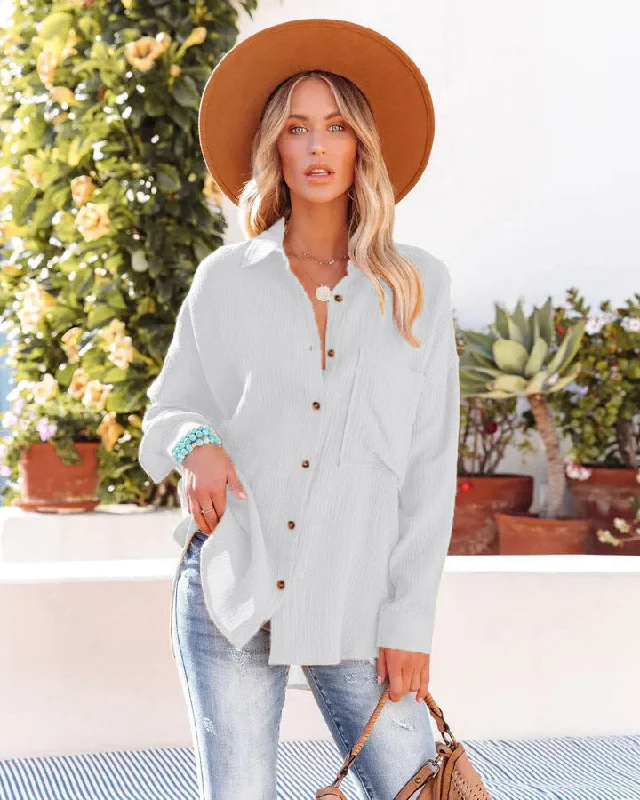 Kennedy Cotton Pocketed Button Down Tunic - Wheat - FINAL SALE