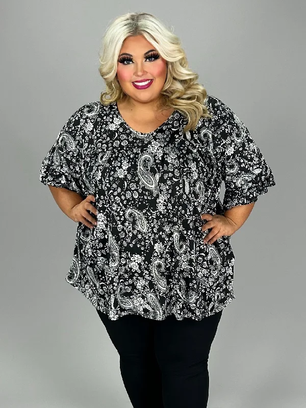 34 PSS {Sweetest Dreams} Black Paisley Print Tunic EXTENDED PLUS SIZE 4X 5X 6X