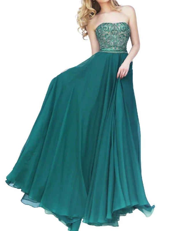 prom dress try-on ideasSweetheart Long Prom Dress In Emerald