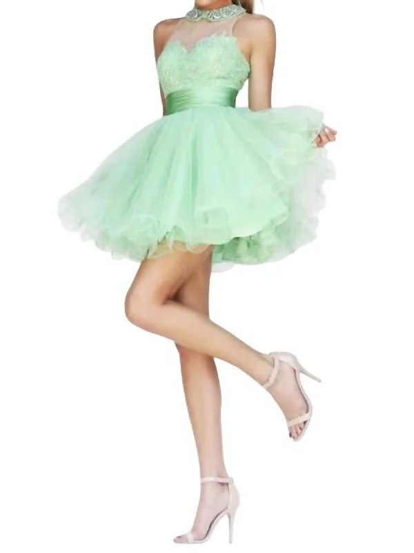 flowy prom dressesShort Prom Dress In Light Green