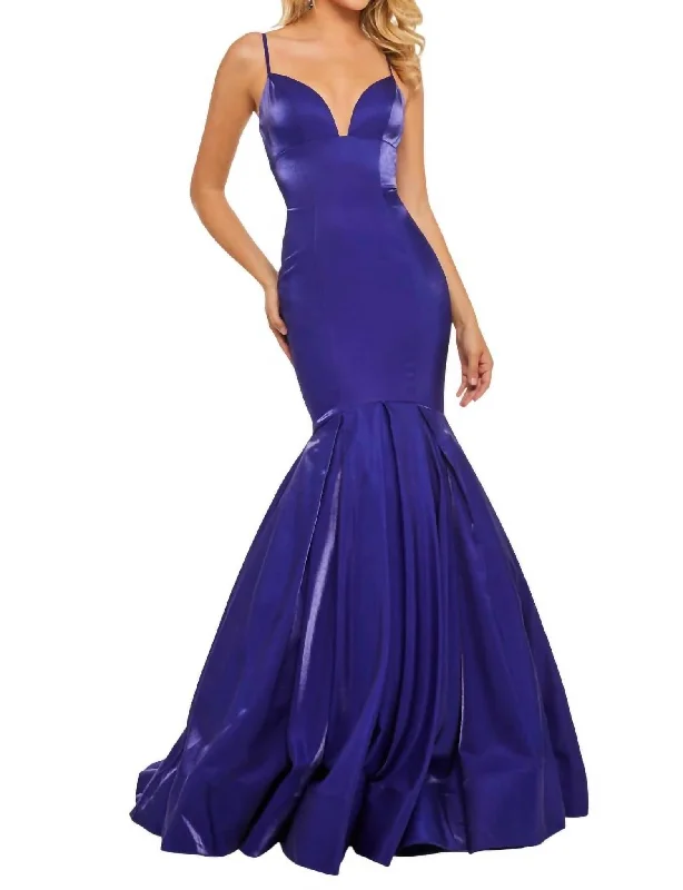 two-piece prom dressesStrapless Satin Prom Dress In Dark Purple