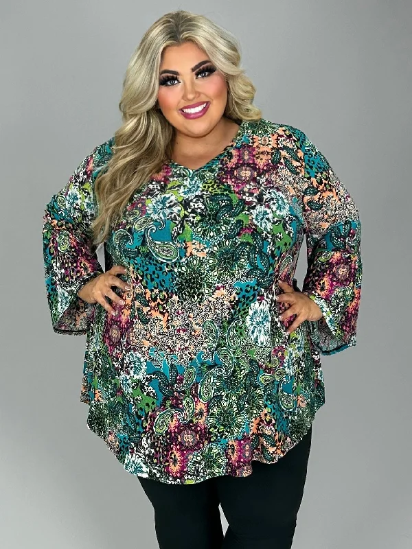 SALE!! 26 PQ {Adding Elegance} Teal Mixed Print Tunic EXTENDED PLUS SIZE 3X 4X 5X