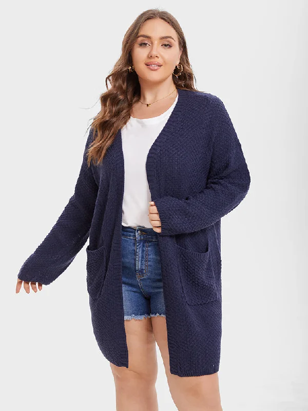 Stylish Trendy Pullover SweatersDual Pocket Drop Shoulder Cardigan