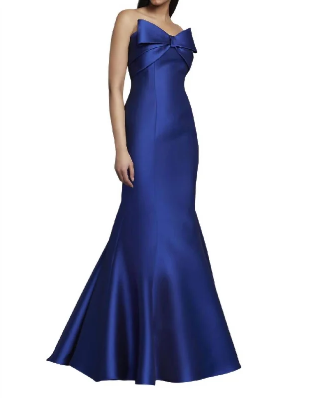 silk prom dressesFront Bow Prom Dress In Royal