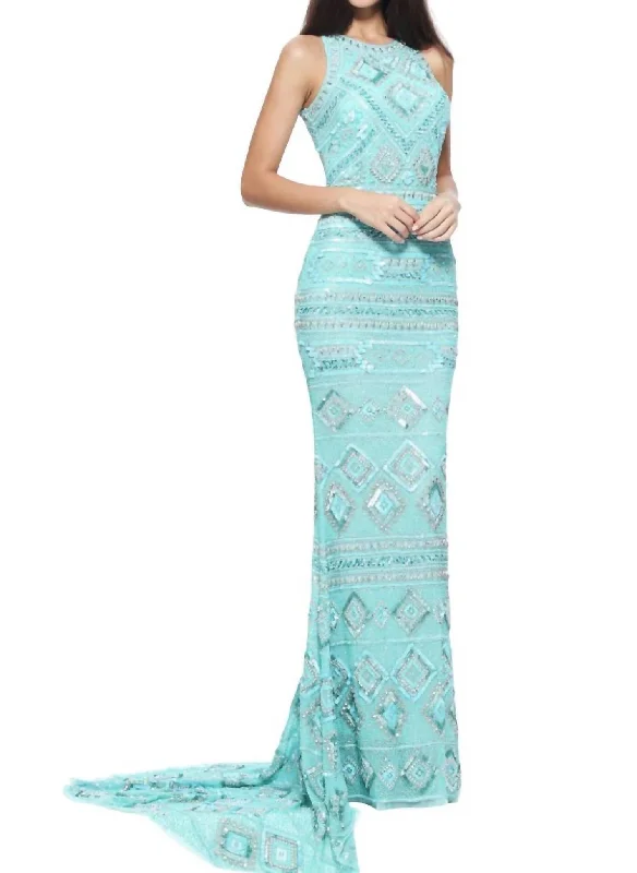 convertible prom dressesBack-Less Prom Dress In Aqua