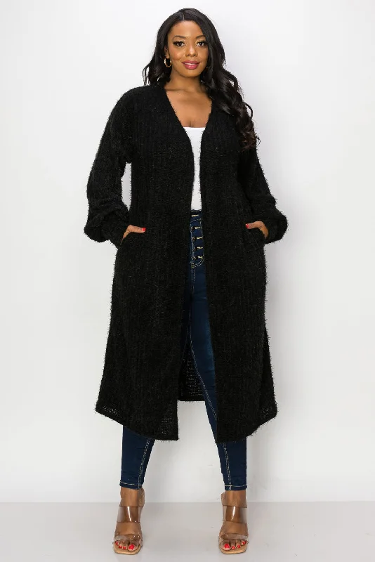 Chunky SweatersSerilda Faux Feather Cardigan