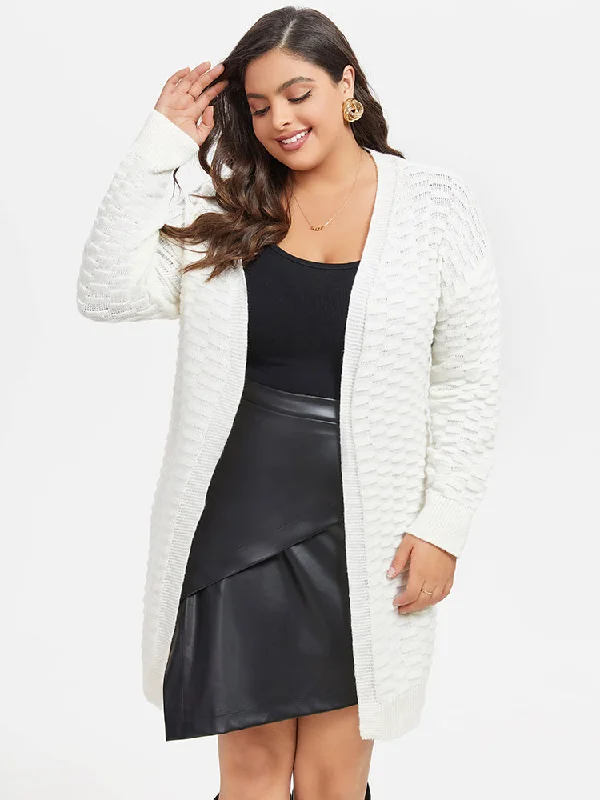 Discounted High-Quality Wool SweatersPointelle Knit Drop Shoulder Cardigan