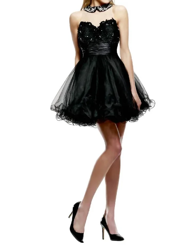 metallic prom dressesKeyhole Prom Dress In Black