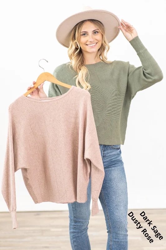 Soft SweatersTextured Dolman Sleeve Boatneck Sweater