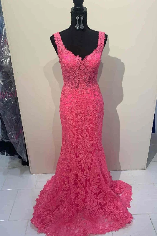 prom dresses for plus-size figuresGorgeous Mermaid Lace Appliques Prom Dress