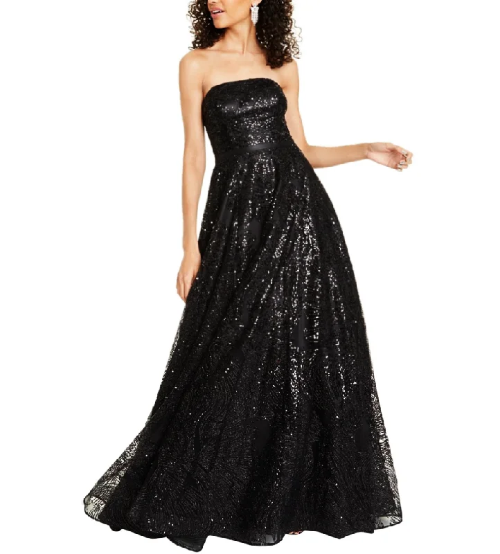 off-the-shoulder prom dresses3 - say yes to the prom black sequin strapless gown