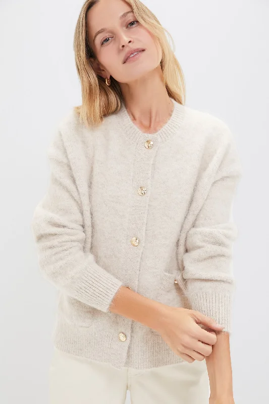 Extra-Large Knitted Crewneck SweatersLight Oat Bobbie Cardigan