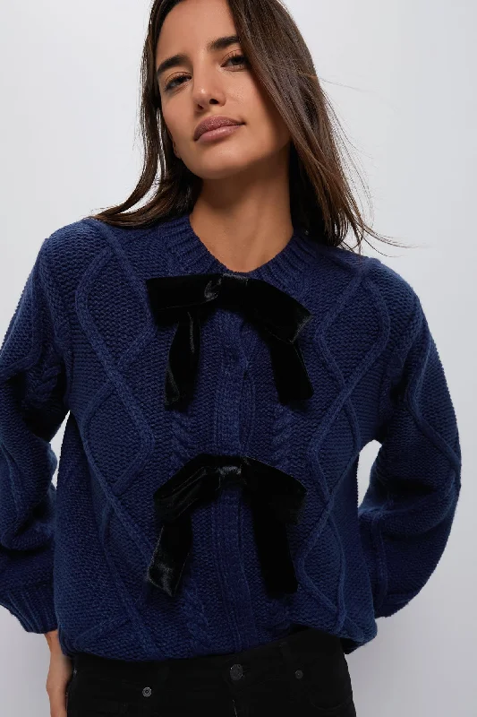 Discounted SweatersVelvet Bow Bea Cardigan