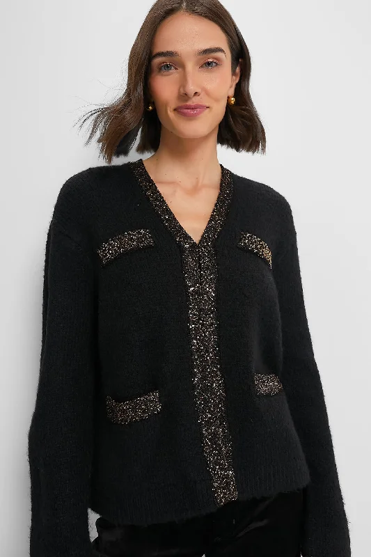 Fitted High-Quality Wool SweatersBlack Boucle Fallon Cardigan