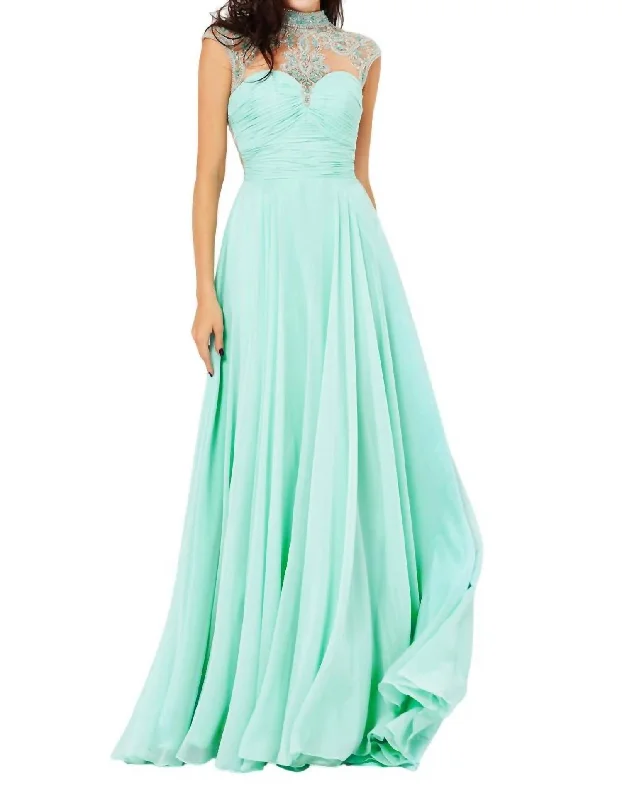 lace prom dressesBeaded Full-Length Prom Dress In Mint