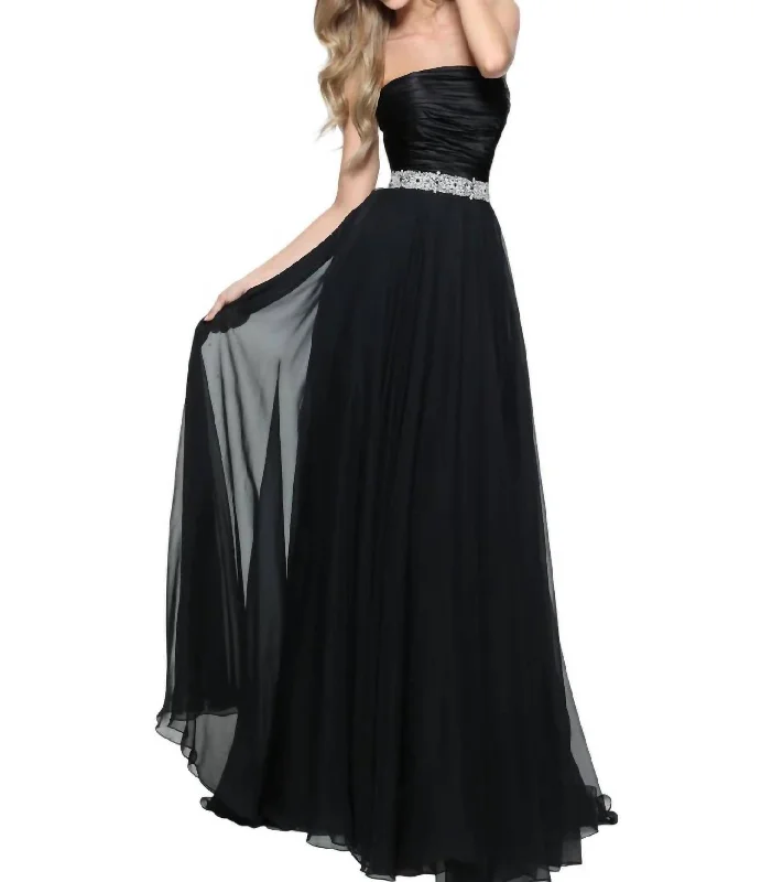 high-low prom dressesRuched Bodice Prom Dess In Black